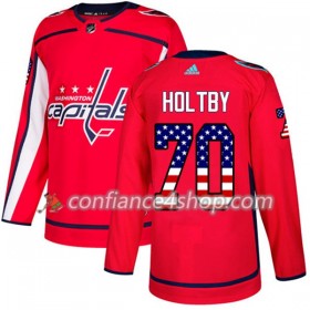 Adidas Maillot de Hockey Washington Capitals Braden Holtby 70 2017-2018 Rouge USA Flag Fashion Authentic - Homme